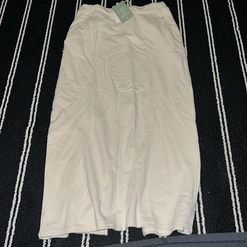 H&M Cream Sweatshirt Pencil Midi Skirt